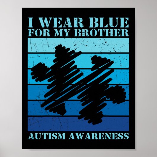 Ik Draag blauw voor mijn broer Autistic Kinder AW Poster (Voorkant)