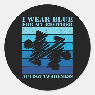 Ik Draag blauw voor mijn broer Autistic Kinder AW Ronde Sticker