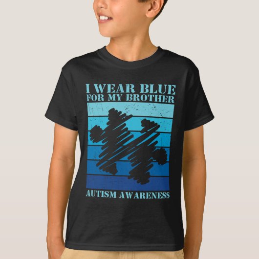 Ik Draag blauw voor mijn broer Autistic Kinder AW T-shirt (Voorkant)