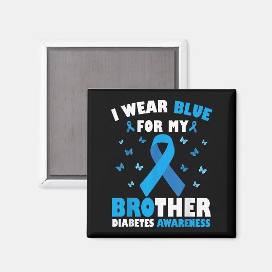 Ik Draag blauw voor mijn broer Diabetes Awareness  Magneet (Voorkant / Achterkant)