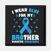Ik Draag blauw voor mijn broer Diabetes Awareness  Magneet (Voorkant)