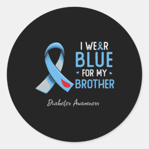 Ik Draag blauw voor mijn Broer Diabetes Awareness Ronde Sticker