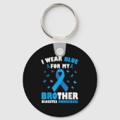 Ik Draag blauw voor mijn broer Diabetes Awareness  Sleutelhanger (Voorkant)