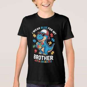 Ik Draag Blauw voor Mijn Broer Dino Autisme Bewust Tri-Blend Shirt