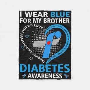 Ik Draag blauw voor mijn Broer Hope Love Diabetes  Fleece Deken