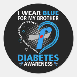 Ik Draag blauw voor mijn Broer Hope Love Diabetes Ronde Sticker