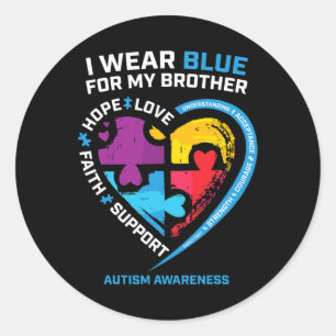 Ik Draag blauw voor mijn broer Kinder autisme bewu Ronde Sticker