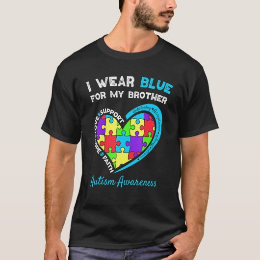 Ik Draag blauw voor mijn broer Kinder autisme bewu T-shirt (Voorkant)