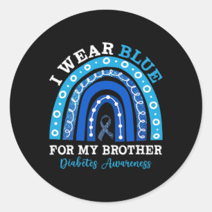 Ik Draag blauw voor mijn broer T1d type 1 diabetes Ronde Sticker