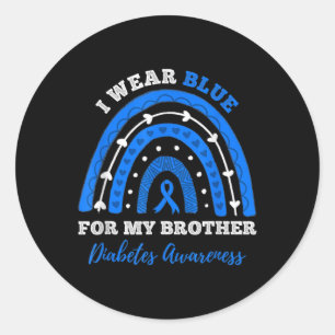 Ik Draag Blauw Voor Mijn Broer T1d Type 1 Diabetes Ronde Sticker