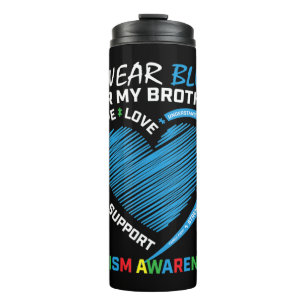 Ik draag blauw voor mijn broerautisme bewustmaking thermosbeker
