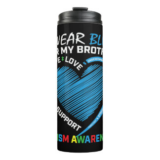 Ik draag blauw voor mijn broerautisme bewustmaking thermosbeker