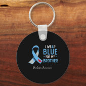 Ik draag blauw voor mijn broers diabetes sleutelhanger (Voorkant)