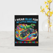 Ik Draag blauw voor mijn broertje autisme t rex mo Kaart (Gele Bloem)