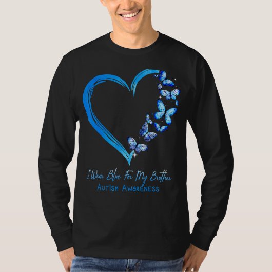 Ik Draag blauw voor mijn broertje hart vlinder aut T-shirt (Voorkant)