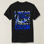 Ik draag blauw voor mijn COUSIN Erb's verlamming b T-shirt (Design voorkant)