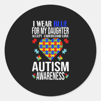 Ik Draag Blauw voor Mijn dochter Autism Awareness Ronde Sticker
