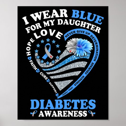 Ik Draag blauw voor mijn dochter Diabetes die zich Poster (Voorkant)