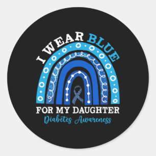 Ik Draag blauw voor mijn dochter T1d type 1 diabet Ronde Sticker