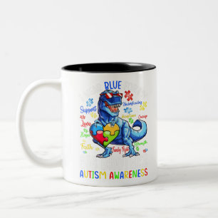 Ik Draag Blauw voor mijn grote broeder Autisme Tweekleurige Koffiemok