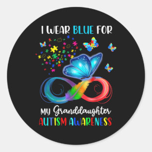 Ik Draag blauw voor mijn kleindochter Autisme Oma Ronde Sticker