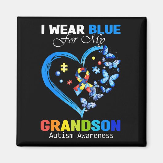 Ik Draag Blauw voor mijn kleinzoon Autism Awarenes Magneet (Voorkant)
