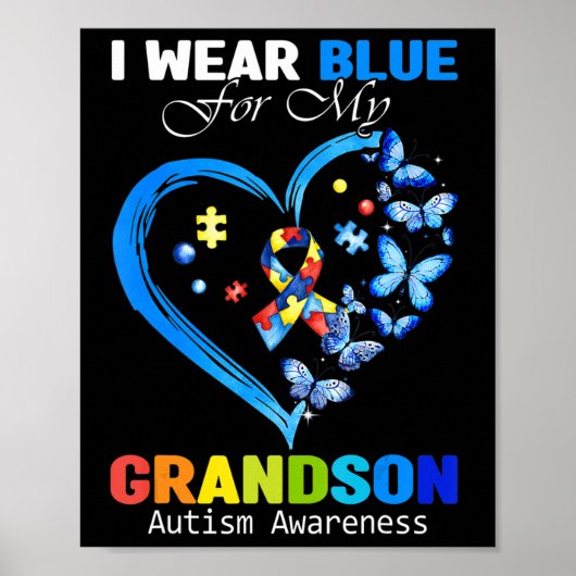 Ik Draag Blauw voor mijn kleinzoon Autism Awarenes Poster (Voorkant)