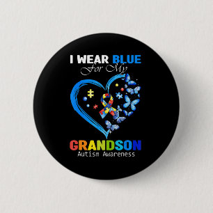 Ik Draag Blauw voor mijn kleinzoon Autism Awarenes Ronde Button 5,7 Cm