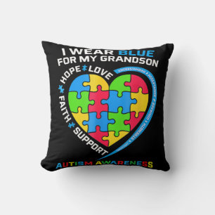 Ik Draag Blauw voor mijn kleinzoon Autisme Bewusth Kussen