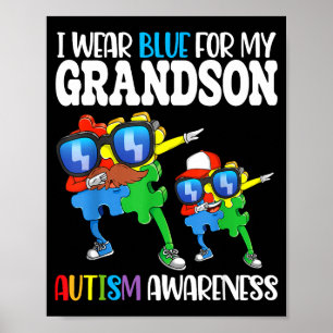 Ik Draag Blauw Voor Mijn Kleinzoon Autisme Bewustz Poster
