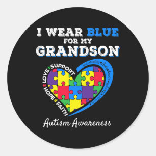 Ik draag blauw voor mijn kleinzoon Autisme bewustz Ronde Sticker