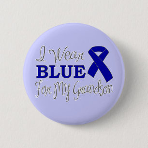 Ik Draag blauw voor mijn kleinzoon (blauw lint) Ronde Button 5,7 Cm