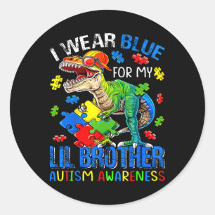Ik Draag blauw voor mijn leraar autisme. Ronde Sticker