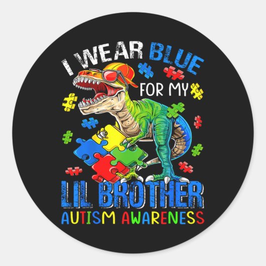 Ik Draag blauw voor mijn leraar autisme. Ronde Sticker (Voorkant)