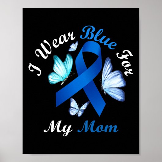Ik Draag blauw voor mijn mam Butterfly Diabetes Aw Poster (Voorkant)
