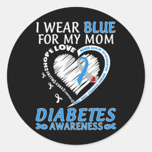 Ik Draag blauw voor mijn mama Diabetes Awareness B Ronde Sticker