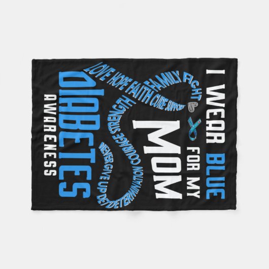Ik Draag blauw voor mijn mama Diabetes Fleece Deken (Voorkant (Horizontaal))