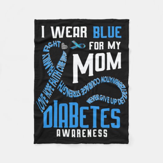 Ik Draag blauw voor mijn mama Diabetes Fleece Deken (Voorkant)