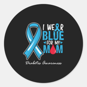 Ik Draag blauw voor mijn mama Diabetes Ronde Sticker
