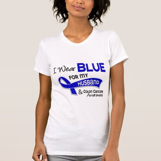 Ik Draag blauw voor mijn man 42 Colon Cancer T-shirt (Voorkant)