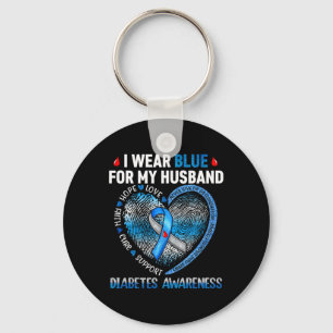 Ik Draag blauw voor mijn man Diabetes die beroemd  Sleutelhanger