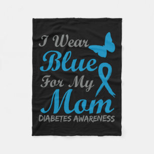 Ik draag blauw voor mijn moeder Diabetes bewustzij Fleece Deken