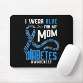 Ik draag blauw voor mijn moeder Diabetes bewustzij Muismat (Met muis)