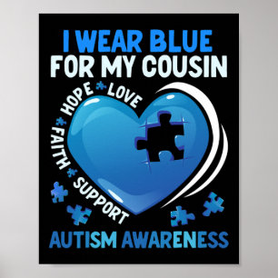 Ik Draag blauw voor mijn neef Kinder autisme Poster