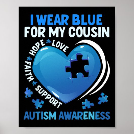 Ik Draag blauw voor mijn neef Kinder autisme Poster (Voorkant)