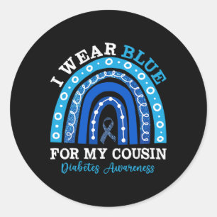 Ik Draag blauw voor mijn neef T1d type 1 diabetes Ronde Sticker