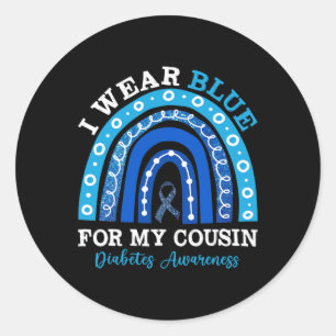 Ik Draag blauw voor mijn neef T1d type 1 diabetes Ronde Sticker