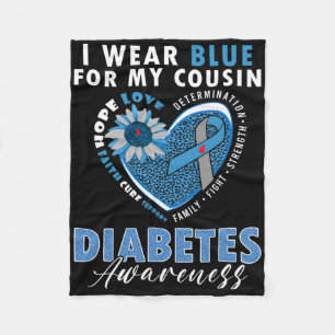 Ik Draag blauw voor mijn neef type 1 diabetes awar Fleece Deken
