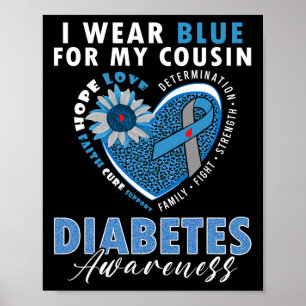 Ik Draag blauw voor mijn neef type 1 diabetes awar Poster