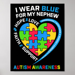 Ik Draag blauw voor mijn Nephew Autism Awareness M Poster